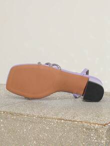 Square Toe Thick High Heel Strap Elegant Graceful Fashion Versatile Women Sandals,Summer Shoes - Lilac Purple - View 7