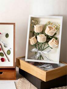 Marco de cuadro de flores secas, marco de especímenes de madera hueco 3D para hacer  mismo, soporte de visualización de modelo, marco de fotos - Color de madera natural - Ver 4