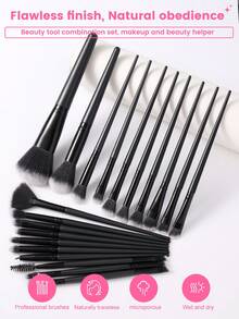 Bộ dụng cụ trang điểm 31 món bao gồm: 20 bộ cọ trang điểm + 1 túi đựng mỹ phẩm và đồ trang điểm đa năng có khóa kéo chống thấm nước + 2 bông mút trang điểm + 4 bông mút trang điểm mini + 4 bông phấn tam giác - màu đen - Xem 2