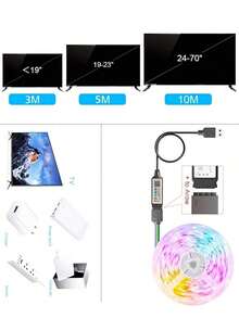Tira de luz inteligente RGB, luz LED de 99,06-2999,74 cm, luces inteligentes RGB para TV, tiras de luz LED para decoración de habitaciones, control remoto de 24 teclas y control de aplicación, cambio de ritmo, brillo y dinámica, para sala de estar, dormitorio, decoración de fiestas de Pascua, Día de la Madre y bodas, dormitorio, sala de estar, techo, regalos navideños, decoración de fiestas de Navidad y bodas - luz de color - Ver 10