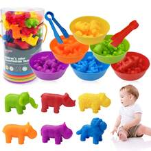 Wild Animal Baby Clip Toy, Animal Color Sorting Cups, 3+ Years Old, Infant Hand-Eye Coordination Training Educational Tool - Multicolor - View 8