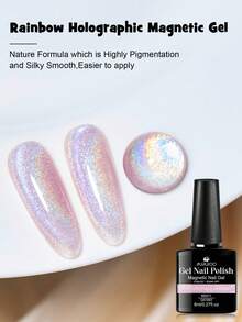 MSRUIOO 1pc 8ml Rainbow Glitter Cat Eye Gel Nail Polish , Sparkle Holographic Laser Magnetic Cateye Gel Polish, Semi Permanent Soak Off UV Gel Varnish For Summer Nails, Manicure Nail Art DIY For Salon And Home Nail Supplies - Multicolor - View 5