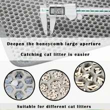Cat Litter Mat, Double Layer Cat Litter Box Mat, EVA Non-Slip, Waterproof Urine Proof Cat Litter Catcher Mat, Easy Clean Scatter Control - Black - View 11