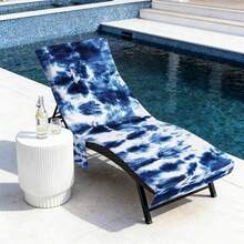 1pc Tie-Dye Super Fiber Beach Chair Cover With Design - Lightweight, Breathable Pool Lounger Towel With Pockets, Ideal For Travel & Beach Holidays, Poolside Essentials|Summer Style Cover|Portable Beach Cover, Beach Towel ﻿ - Multicolor - View 8