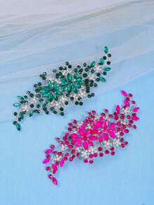 1 件女士复古风发梳，饰以珍珠、水钻和花朵，优雅独特 - 彩色 - 查看 7