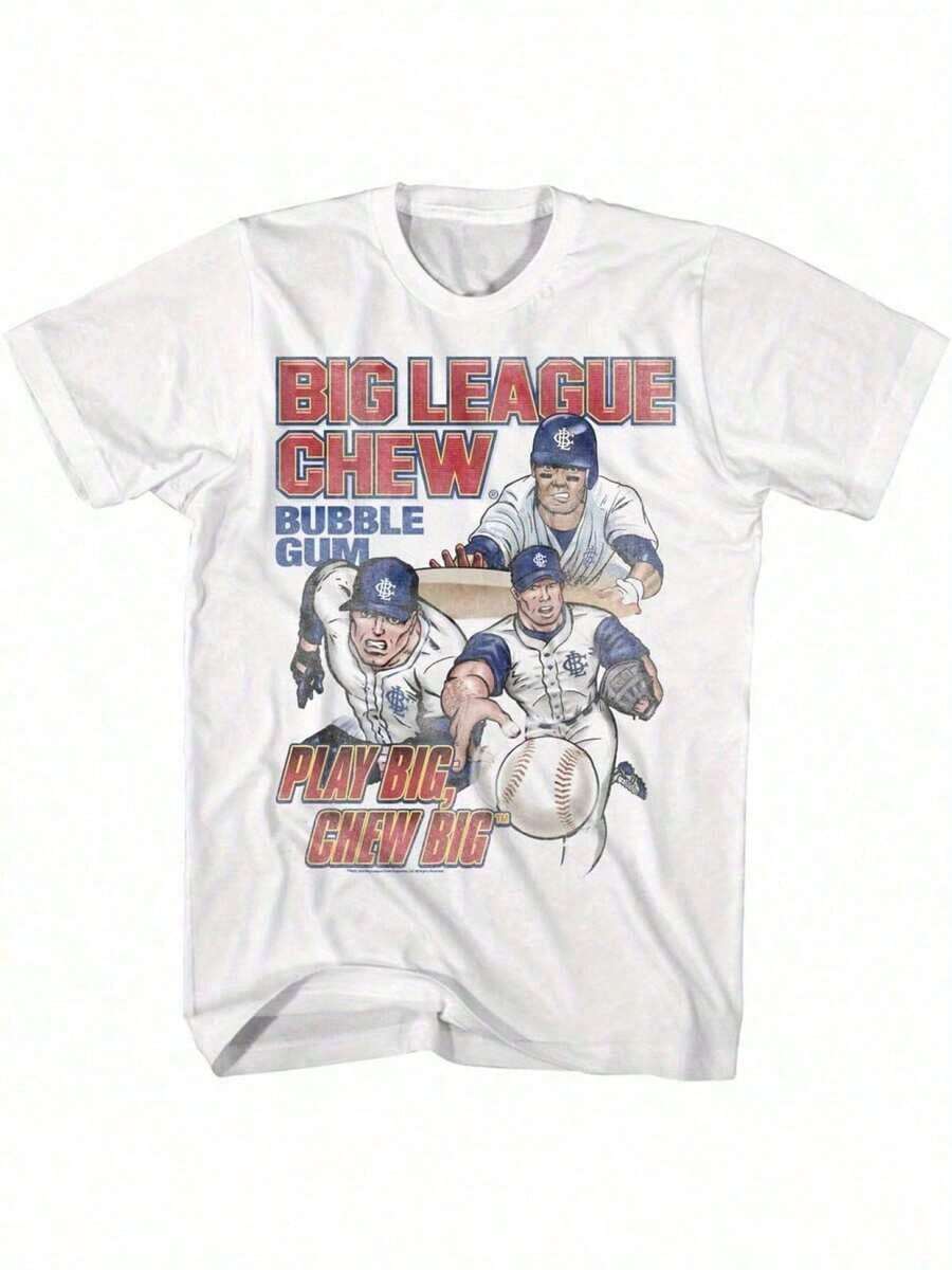 Baseball Lifestyle 101 Youth Teen, Girl Summer Clothes, Boys Baseball Drip, Softball Stuff For Girls, Family Matching Outfit, Men'S Vintage Baseball Graphic T-Shirt - Big League Chew Design, White Crew Neck Short Sleeve Tee For Casual & Athletic Wear, Summer Casual WearRetro Baseball DesignDurable Fabric Is An Excellent Gift For Father's Day, Mother's Day, Birthday Or Christmas Boys Summer Outfits, Kids Clothes Boys, Adult And Children's Sizes - 白色 - 查看 1