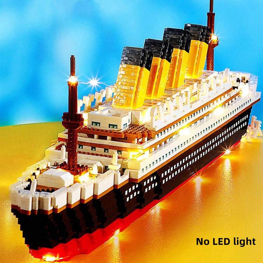 Mini Luxury Cruise Ship Building Blocks Set, 3D Assembly Micro Bricks Kit, STEM Educational Collectible Model Toy - Multicolor - View 1