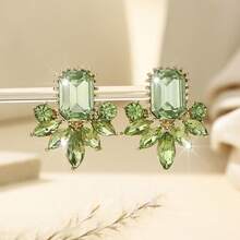 1 Paar Vintage Kristall Perlen Ohrringe zum Baumeln, elegante dekorative Ohrringe geeignet für den täglichen Gebrauch und Partyanlässe - Grasgrün - Übersicht 5