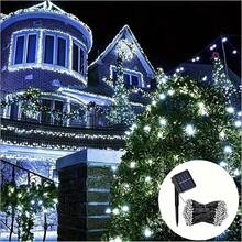1 unidade de luzes solares de LED para exterior - Disponível com 20/50/100/200 LEDs e comprimentos de 4,8/7/12/22 metros. Estas luzes de fada com classificação IP65 são adequadas para decorar jardins, pátios, Natal, Dia dos Namorados, feriados, escritórios e quartos. - Luzes de corda solares - Ver 7