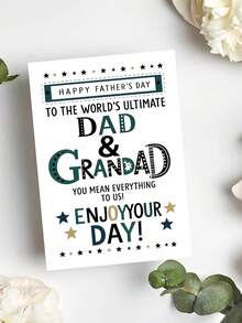 1 pieza Tarjeta del Día del Padre con estilo retro | Tarjeta de felicitación para papá y abuelo | Detalles de estrellas, mensaje cálido, sobre - multicolor - Ver 6
