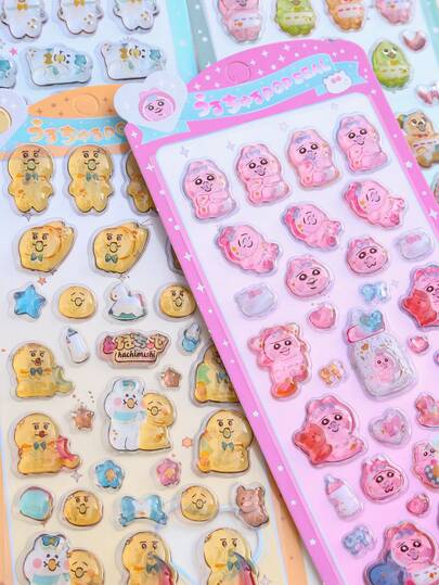 Hình dán hoạt hình 3D dễ thương bằng acrylic, hình dán nổi trong suốt dùng trang trí nhật ký, hình dán trang trí trong suốt như pha lê, quà tặng Giáng sinh/Lễ Tạ ơn/Sinh nhật cho trẻ em.