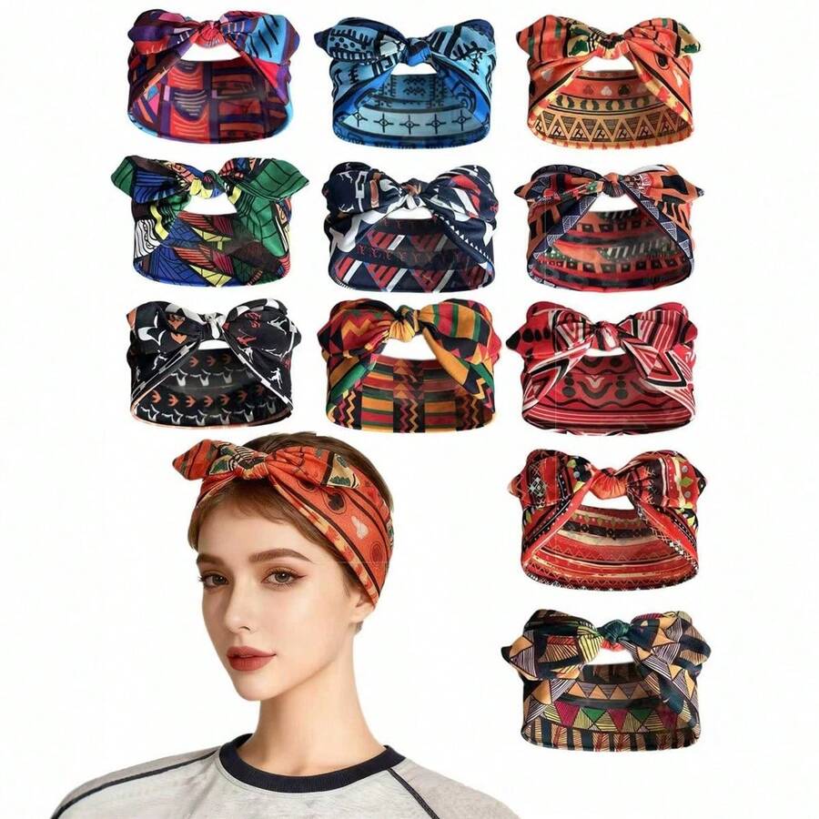 1 chiếc băng đô co giãn in họa tiết Châu Âu và Châu Phi, băng đô thể thao/yoga bản rộng, bán sỉ - Nhiều màu - Xem 1