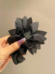 1/2pcs Vintage Elegant Fabric Rhinestone Flower Elastic Hair Scrunchies, Fashion Women Hair Accessories, Flower Hair Scrunchie And Elastic Hair Scrunchies, Best Gift Choice For Valentine's Day Ponytail Holders Scrunchy - Multicolor - View 6