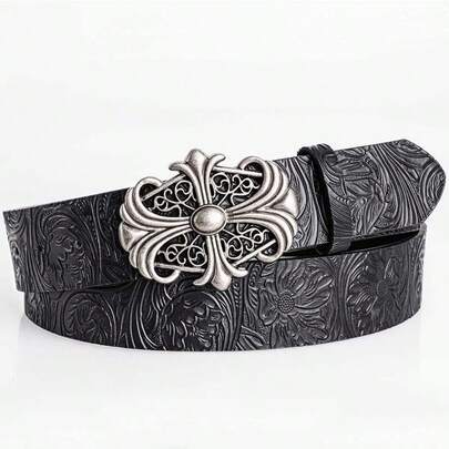 1 chiếc thắt lưng giả da màu đen phong cách Bohemian với khóa hình bầu dục rỗng kiểu cổ điển - Đa năng, phù hợp với váy và trang phục thường ngày, mùa thu, Halloween, phụ kiện thu/đông, phù hợp cho thanh thiếu niên, người trẻ tuổi, nam giới, trang phục thường ngày, ngoài trời, thể thao, kỳ nghỉ, quà tốt nghiệp, quà sinh nhật, trang phục hàng ngày.
