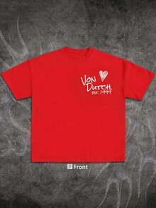 1pcs Women's Double-Sided Printing Von Dutchh Heart Logo With Key And Year 1999 Fabric Soft & Skin-Friendly Unisex Style Gifts For Spring Festival, Valentine's Day, St. Patrick's Day & World Cup-Van Dutch Dragon Print Women T Shirt Classic Americana Style Graphic Tee,Summer Fits,Vacation Fits Women,Summer Fits For Women,Spring Fits For Women,Summer Tops,St Pattys Day Fit,Easter Fit Womensummer Outfits For Women - 紅色 - 查看 2