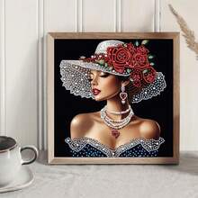 Diamond Painting Kit | Elegant Rose Hat Theme For Women, Partially Embedded With Asymmetrical Diamonds, Acrylic Material, 11.81 Inches X 11.81 Inches, Suitable For Living Room, Bedroom, Study Decor, Ideal Gift - View 4