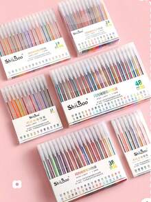 72/56/32/20pcs Glitter Gel Pen Set - Multi-Color Ink Refills, Suitable For Art, Crafts And Writing - Neutral Ink Pen Combination, Organized Display | Durable Plastic - Multicolor - View 1