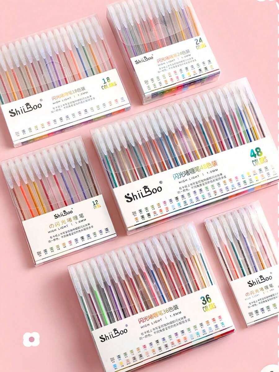 72/56/32/20pcs Glitter Gel Pen Set - Multi-Color Ink Refills, Suitable For Art, Crafts And Writing - Neutral Ink Pen Combination, Organized Display | Durable Plastic - Multicolor - View 1
