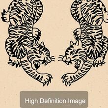 1幅带框/不带框复古抽象老虎日式艺术海报，Y2K复古油画帆布印刷品，极繁主义墙面艺术，宿舍、卧室、公寓、客厅、家居装饰的理想礼物 - 彩色 - 查看 7