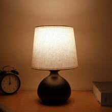 1pc Retro Nordic Style Fabric Table Lamp, With Metal Base, Fabric Lampshade And USB Cable - Dimmable Warm Light Lamp With Switch Control, Suitable For Bedroom, Study, Office Desk, Bedside And More Occasions - Yellow - View 8