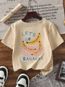 1 pieza Camiseta gráfica casual de manga corta con estampado de croissant "Amante de la pastelería" para niños pequeños - Albaricoque - Ver 2