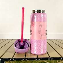 Owal'aWater Bottle 32oz,Multiple Colors Are Available,With Straw,Heat Preservation Time More Than 24 Hours, Cold And Hot Water Can Be Insulated, Can Make Coffee, Frozen Drinks, Beautiful Appearance, Exquisite Workmanship, Suitable For Camping, Work, Indoor Use. - Glinda-32oz - 查看 2