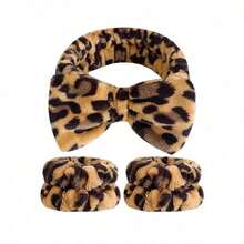 Diadema con lazo de estampado de leopardo, conjunto de pañuelo y banda para la cabeza estampados, toalla de muñeca de microfibra suave reutilizable y lavable, para mujeres y niñas, yoga, correr, envoltura facial y de muñeca - Multicolor - Ver 13