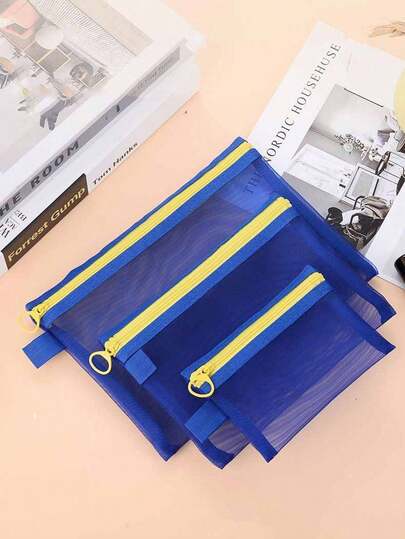 Túi đựng cọ trang điểm bằng lưới nylon bền chắc, nhiều màu sắc để lựa chọn, trong suốt, dung tích lớn, túi đựng son môi, túi đựng đa năng dùng để đựng chì kẻ mày, cọ trang điểm, cọ mascara và các mỹ phẩm khác, túi đựng cọ trang điểm mini di động, vật dụng cần thiết khi đi du lịch, túi đa năng, vỏ trong suốt, chất liệu thoáng khí, túi đựng đồ vệ sinh cá nhân, dành cho chuyên gia trang điểm, người đam mê làm đẹp.