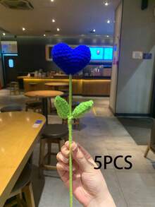 10支手工钩编爱心花束 | 毛线爱心，绿色花茎，完美适用于情人节、母亲节、毕业典礼、感恩节、生日礼物、特殊场合、家居装饰、人造花卉摆设、手工钩编花、教师节花束、红色针织爱心花束、毕业礼物 - 彩色 - 查看 17