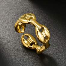 1pc Classic Minimalist 18K Gold Plated 3D Pig Nose Open Ring, Suitable For Daily Wear For Women - Gold - View 7