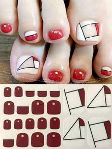 Pegatinas para arte de uñas de los pies, diseños de corazones y patrones geométricos de dibujos animados, purpurina multicolor, diseño mixto versátil, fácil aplicación con raspador - Multicolor - Ver 44