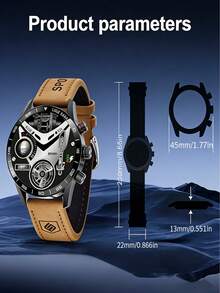 LIGE 男士商务腕表，1.39 英寸高清显示屏，运动计时，无线，数字显示，电子，智能，日历，IP67 防水，圆形表盘，无线通话，遥控，照片信息，智能提醒 - 查看 9