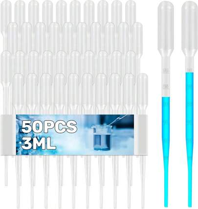Disposable Pipettes Dropper 50pcs - 3ml Plastic Pipettes Droppers Pippettes Pippets Water Dropper Mini Transfer Pipettes Droppers For Ersessential Oils Pipets Small Measuring Liquid Dropper