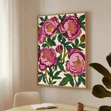 1 pezzo Quadro/Senza cornice cartellone su tela con arte murale floreale astratta di peonia rosa vintage, adatto per ingresso, camera da letto, soggiorno, decorazione moderna per la casa, stile vintage - A - Visualizzare 5
