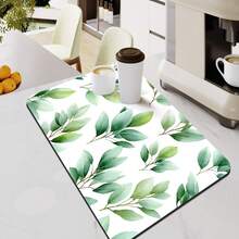 Leaf Printed Heat Resistant Cup Mat, Waterproof Non-Slip Rubber Bottom Coaster For Coffee Machine, Kitchen Counter, Quick Drying And Easy To Clean - Orange - View 13