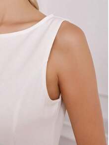 Elegant Sleeveless Fitted Maxi Dress, Women's Fashion Open Shoulder Fabric, Casual & Formal Gown With Zipper Detail White Summer - 黑色 - 查看 10