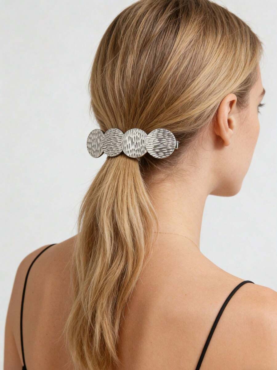 2025 New Arrival Metal Niche Design Spring Clip Hair Clip, High-End Hair Slides Side Clip Bangs Hair Clip For Women - Silver - View 1