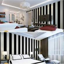 1 Roll Black & White Vertical Stripe PVC Self-Adhesive Wallpaper, Waterproof Wear-Resistant Removable Sticker For Living Room Bedroom Wall, Desk, Cabinet, Easy To Install DIY Wall Paper, 40CM*500/300/100CM - Black and White - View 10