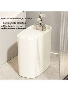New Creative Waste Bin With Clamp Design, High-Quality One-Click Lid Trash Can For Bathroom, Home Use Home Bathroom Decor Bathroom Organizer Fall Decor Back To School - Multicolor - View 9