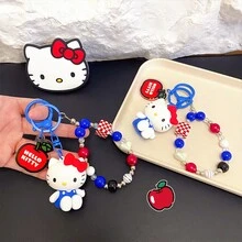 Miniso 三丽鸥 Hello Kitty 红蓝白串珠钥匙扣/牛仔布腕带扣，经典配色设计，日常穿搭饰品，可爱配饰，甜蜜惊喜礼物，舒适材质（1 件） - 彩色 - 查看 11