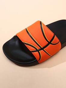 1 Pair Kids' Foam Slippers With Basketball Shoe Pattern, Casual Slip-On Sandals For Indoor & Outdoor Wear, Suitable For Older Children - Black - View 9