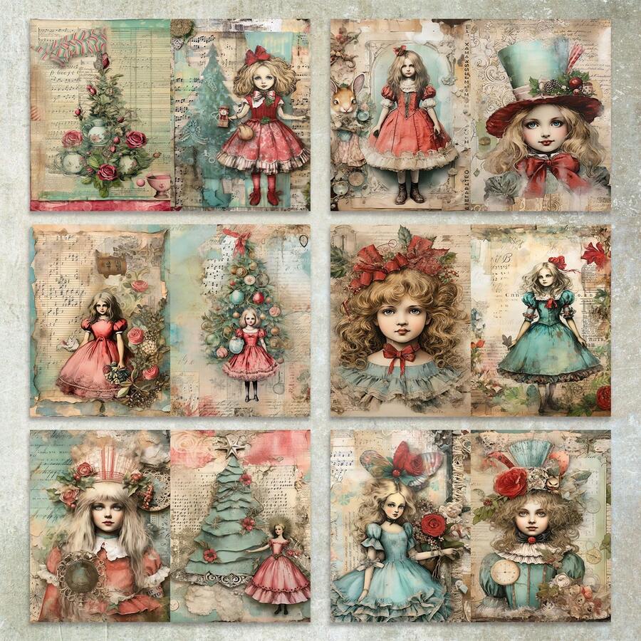 36 Sheets A5 Christmas Tree Girl Music Score Background Scrapbooking Paper, Suitable For Bullet Journal, Scrapbook, Card Making And Craft Projects - Rectangle - View 1