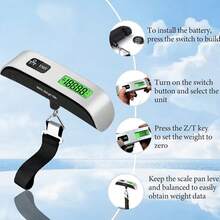 Báscula digital de equipaje y pesca de 50 kg; báscula portátil de mano con pantalla LCD retroiluminada y 4 opciones de unidad; diseño antideslizante; adecuada para maletas, mochilas y paquetes - Multicolor - Ver 1