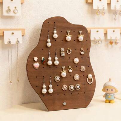 1pc Asymmetrical Cloud-Shaped Jewelry Ring Display Stand, Desktop Vertical Multi-Slot Ring Organizer Holder, Jewelry Store Ring Display Prop, Portable Ring Rack