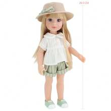 AKODEERD 29.5厘米女孩娃娃玩具，戴着时尚帽子和精致鞋子，蓝色眼睛，娃娃玩具礼物，送给女孩、朋友、节日礼物 - 整個娃娃 - 查看 7