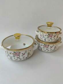 3件套搪瓷陶瓷双耳小火锅带盖，加厚搪瓷陶瓷炖锅，汤锅，拉面锅，迷你火锅，粥锅，保温锅，厨房电器，奶锅，小圆锅，双耳锅加厚汤锅炖锅平底锅电磁炉燃气灶通用家用双耳汤锅炖锅搪瓷陶瓷3件套加厚双耳带盖汤锅，孕妇辅食拉面锅平底锅搪瓷厨具 - 查看 11