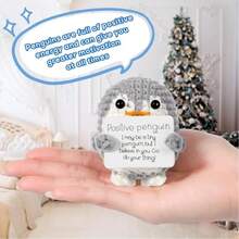 1pc Hand-Made Crocheted Doll Gray Penguin -Positive Card, Unique And Lovely, Meaning Full Of Good Intentions, Suitable For Birthdays, Festivals, Full Moons And Anniversaries For Family, Friends And Children. - Multicolor - View 5