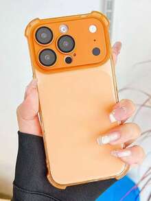 Luxury Four Corner Protection Detachable Lens Phone Case Compatible With IPhone 17 Pro Max 16 Pro Max 15 Pro Max 14 Pro Max 13 Pro Max 16 15 14 13 Translucent Matte Shockproof Protective Cover - Orange - View 1