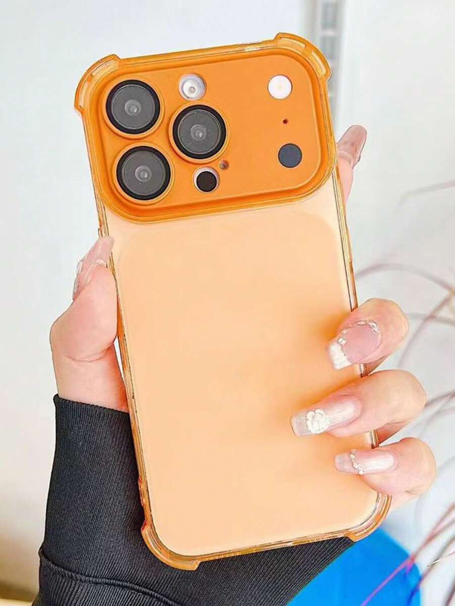 Luxury Four Corner Protection Detachable Lens Phone Case Compatible With IPhone 17 Pro Max 16 Pro Max 15 Pro Max 14 Pro Max 13 Pro Max 16 15 14 13 Translucent Matte Shockproof Protective Cover - Orange - View 1
