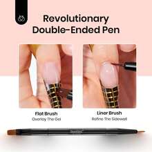 Beetles Large Capacity Builder Gel For Nails, Multi-Functional Sculpting Hard Gel With Dual Nail Pen & Forms, Nail Extension Strengthener, UV LED Cured Salon Quality DIY Manicure Set For Women - 60g 10 in 1 Clear - 查看 4